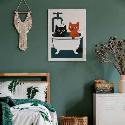 Bath Time Cats Poster Print