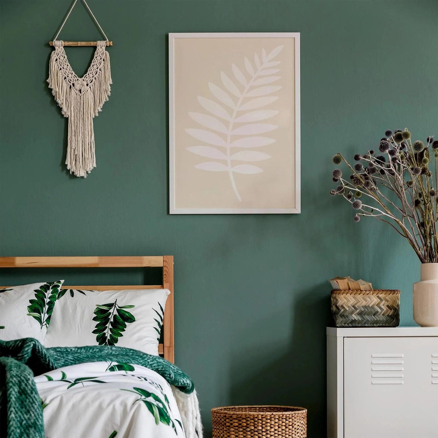 Japandi Fern Leaf Poster – White Minimal Wall Decor