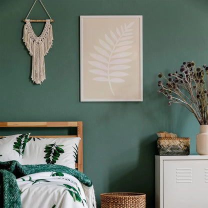 Japandi Fern Leaf Poster – White Minimal Wall Decor