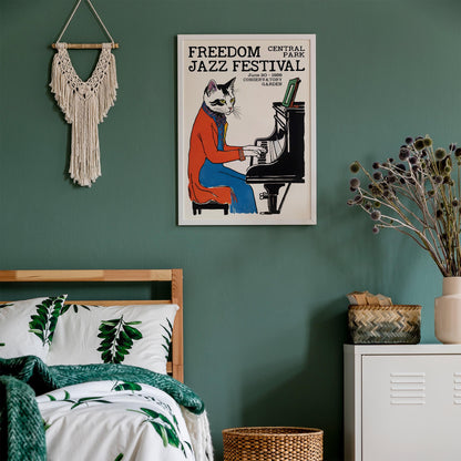 Freedom Jazz Festival Poster – Cat Pianist in Central Park