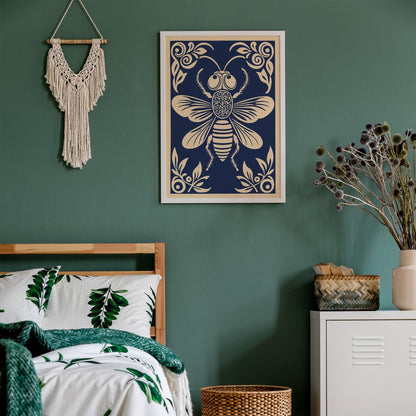 Navy Blue Fly Bug Poster