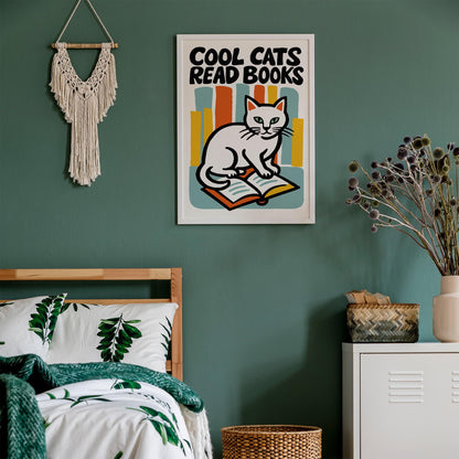 Cool Cats Read Books Poster