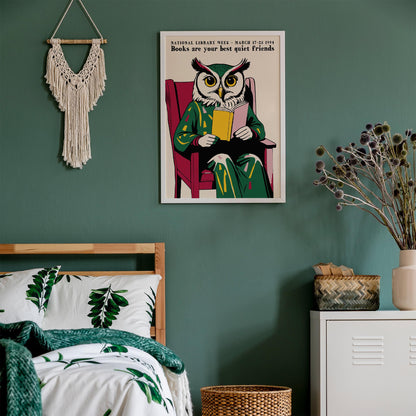 National Library Week Owl Wall Art Study
