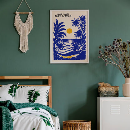 Côte d’Azur Blue Travel Poster – French Riviera Wall Art