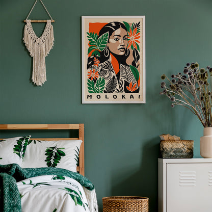 Molokai Hawaii Flower Woman Poster