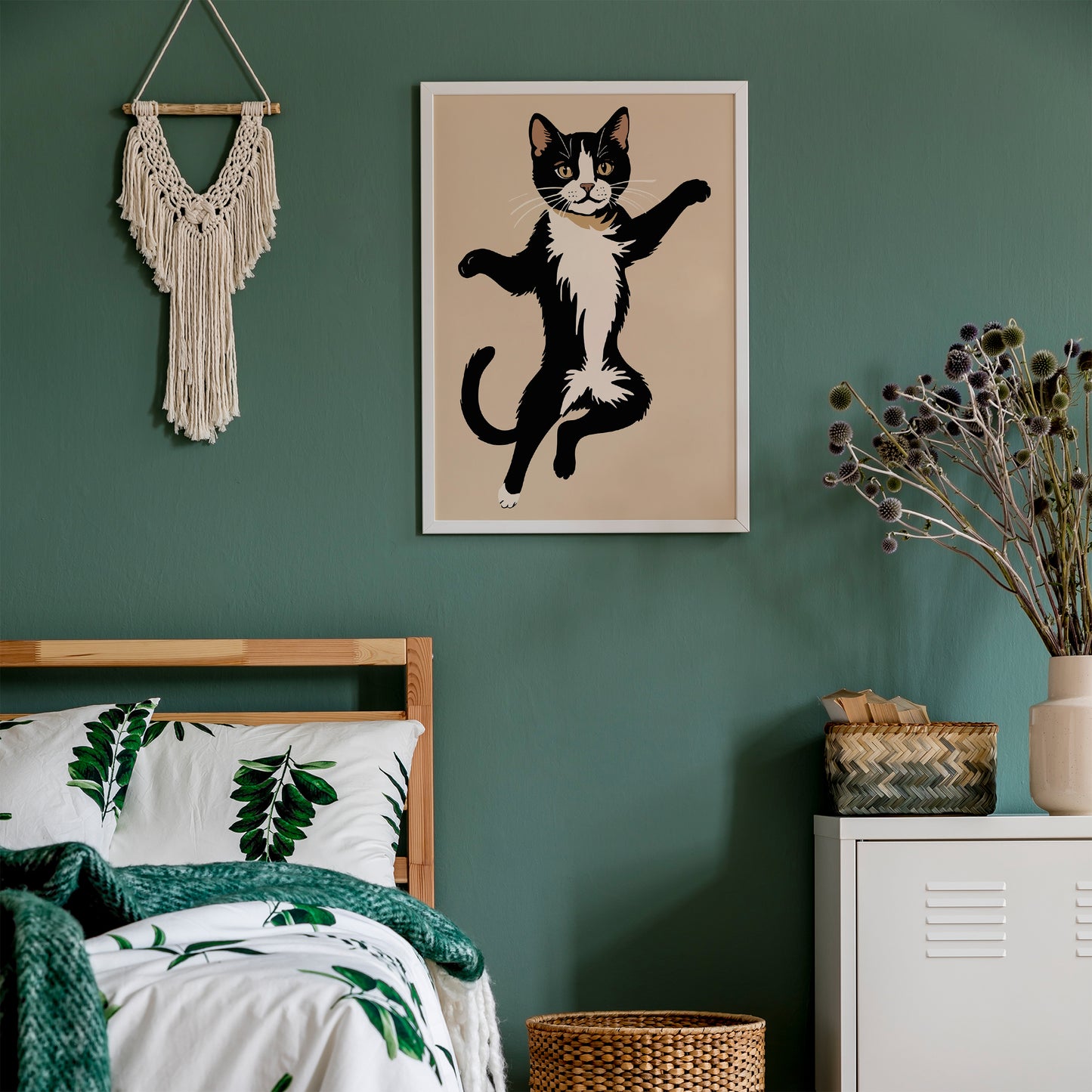 Cute Dancing Cat Wall Art Print