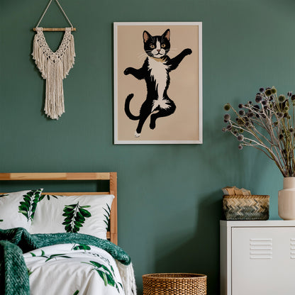 Cute Dancing Cat Wall Art Print