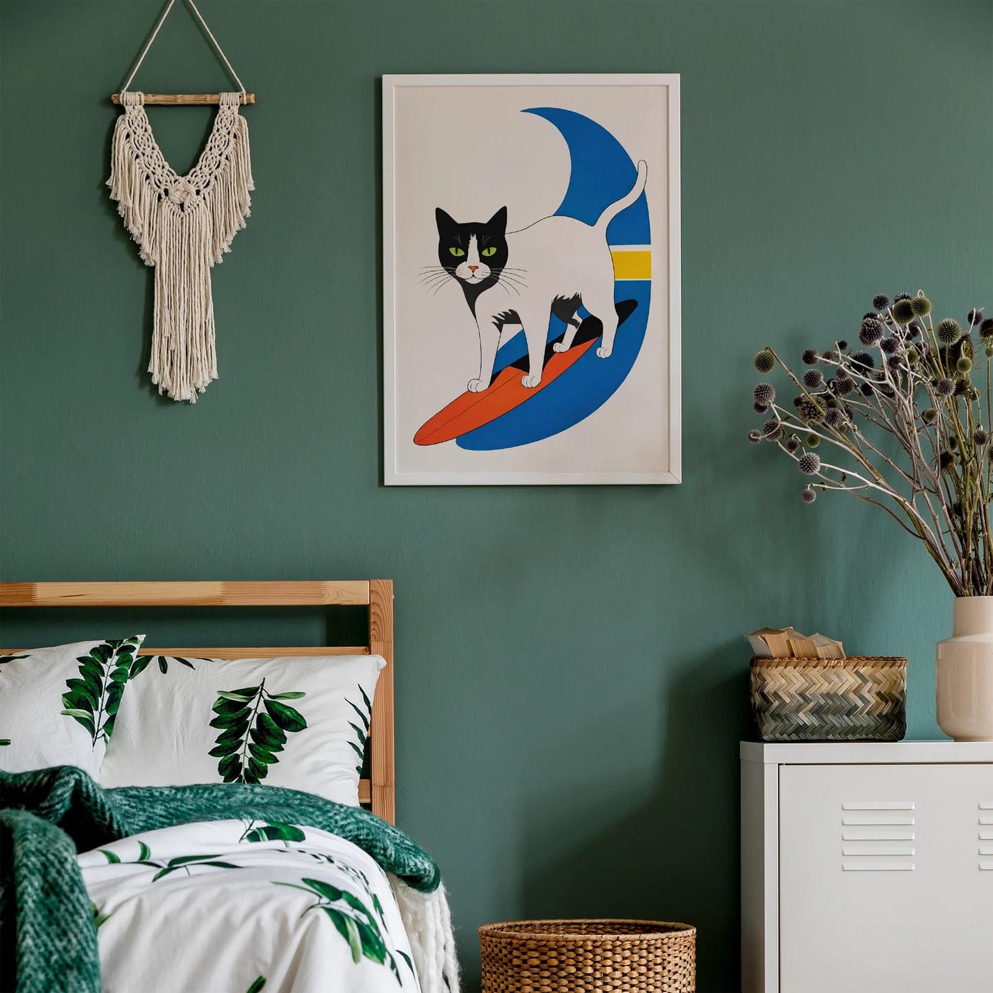 Surfing Cat - Quirky Wall Art Print