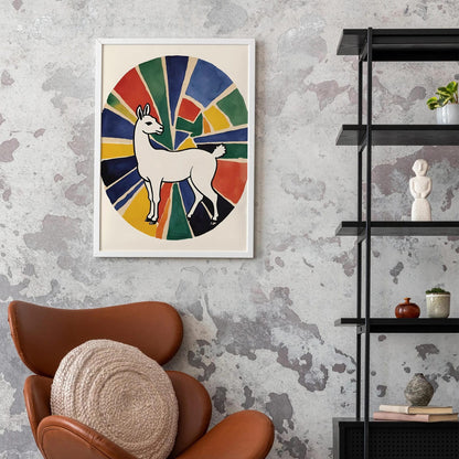 Llama in Rainbow Rays Art Print
