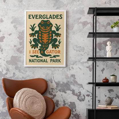 Everglades Gator Retro Poster