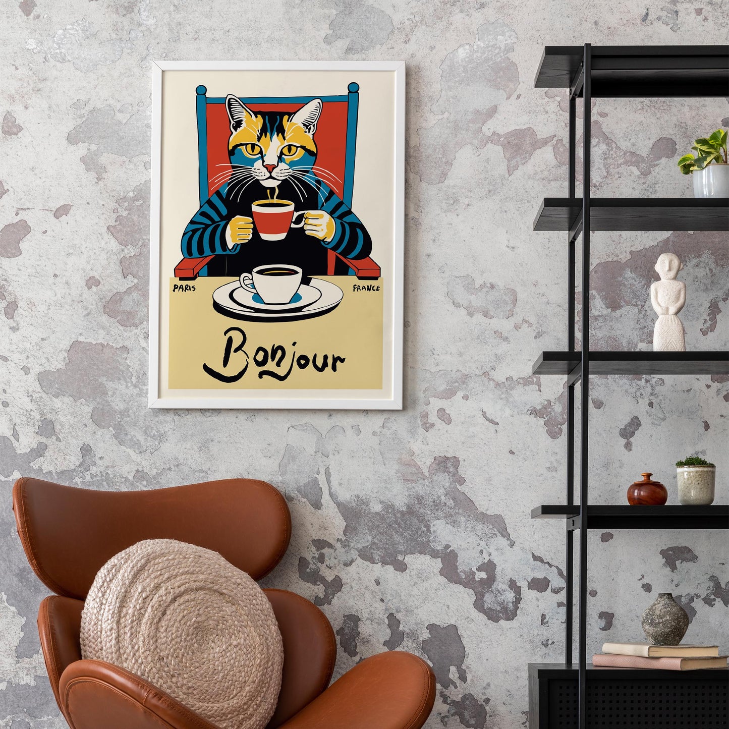 Bonjour Cat Coffee Wall Art Kitchen