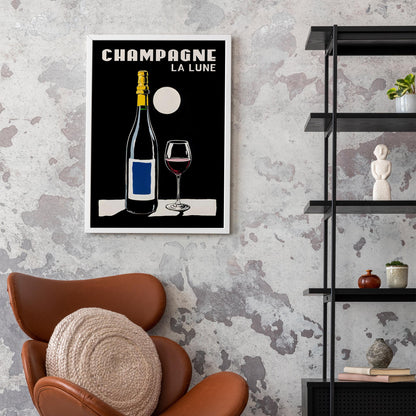 Champagne La Lune Moonlight Art Print