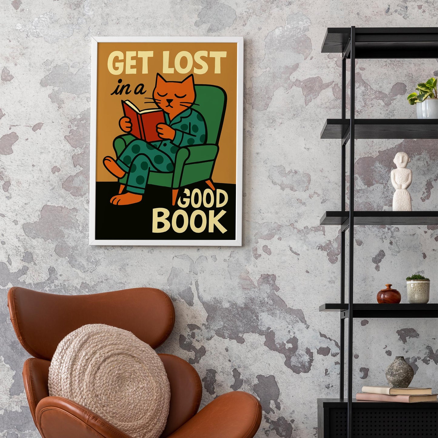 Good Book Reading Cat Print