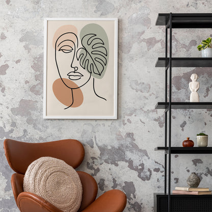 Minimalist Boho Poster – Face & Monstera