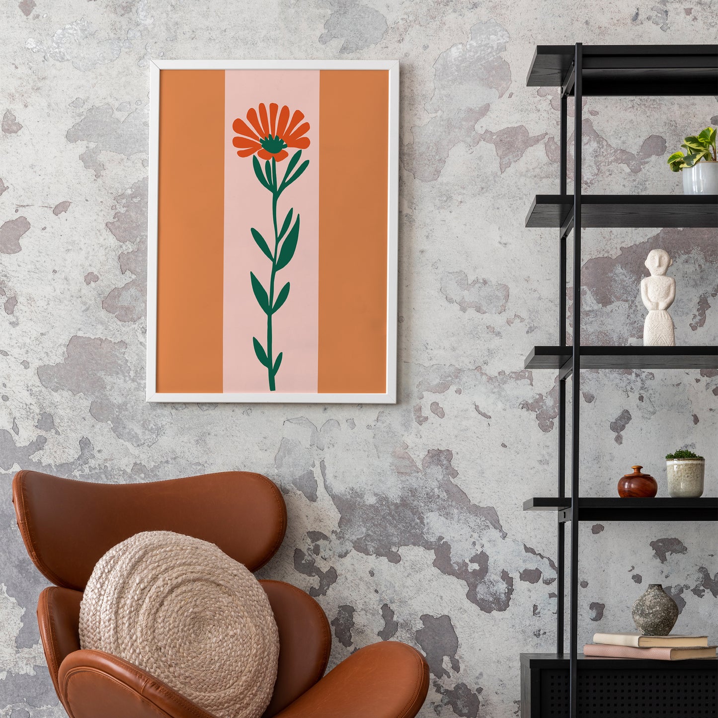 Retro Minimalist Flower Print