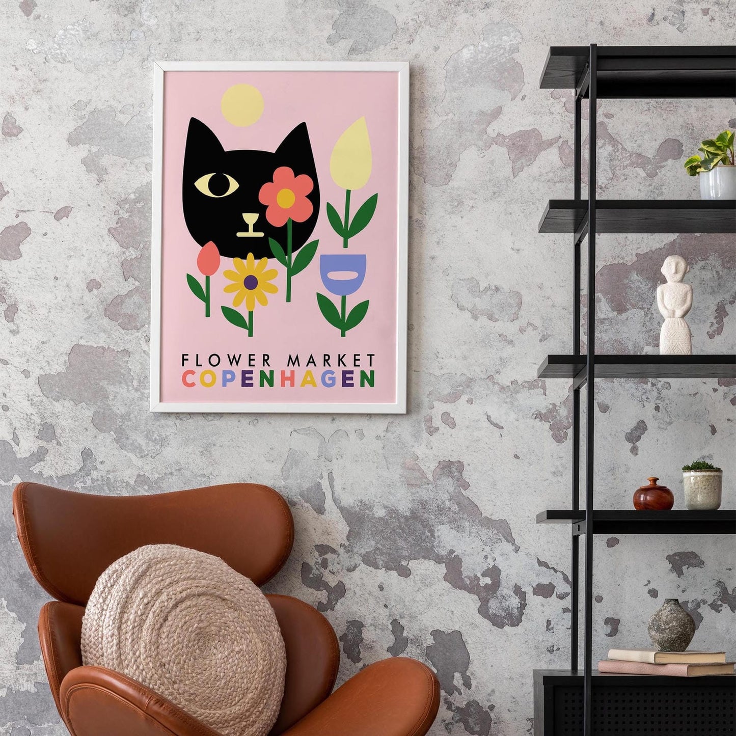 Flower Market Copenhagen Poster – Retro Wall Art Print