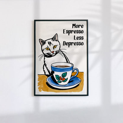 More Espresso Less Depresso Art Print