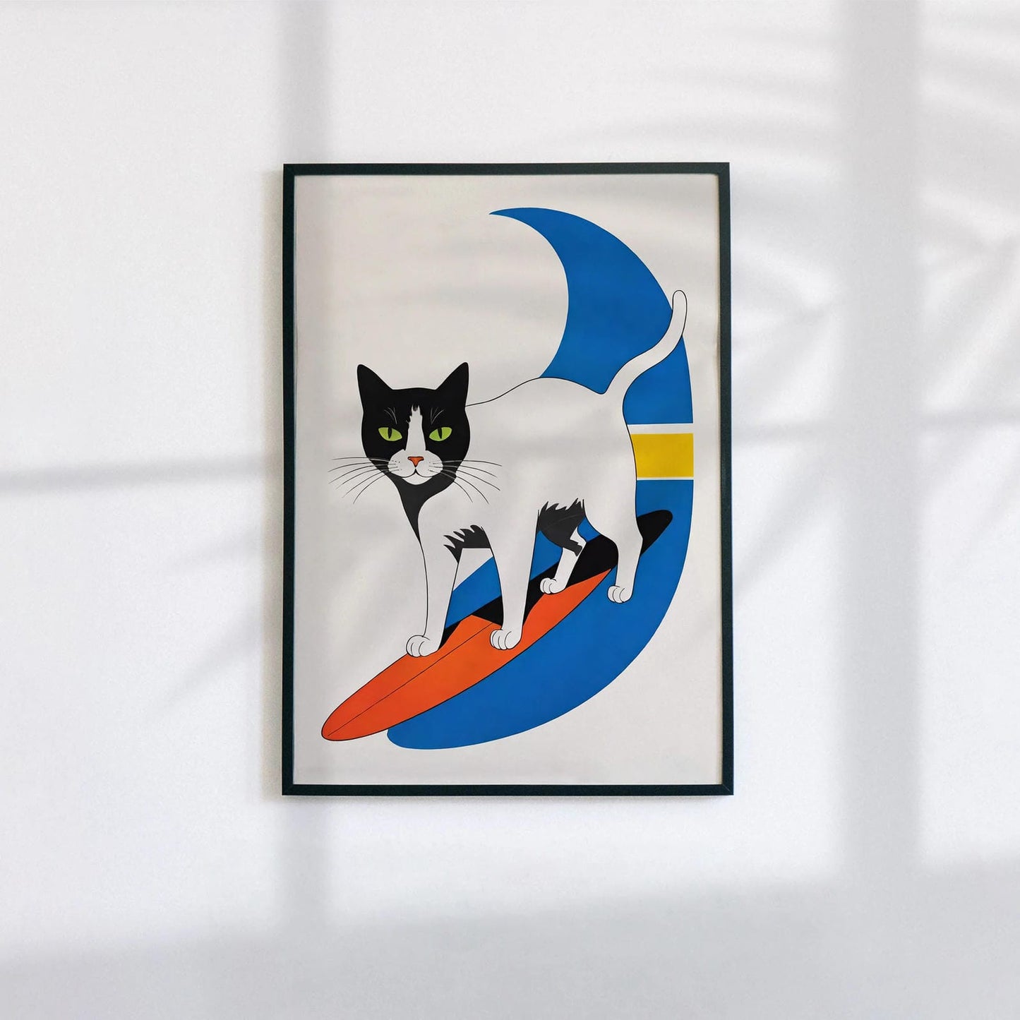 Surfing Cat - Quirky Wall Art Print