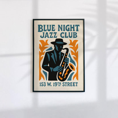 Blue Night Jazz Club Poster Print