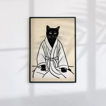 Cat in Bathrobe Bathroom Poster