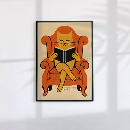 Reading Cat Wall Art