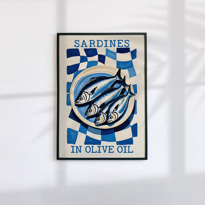 Sardines in Olive Oil Retro Poster