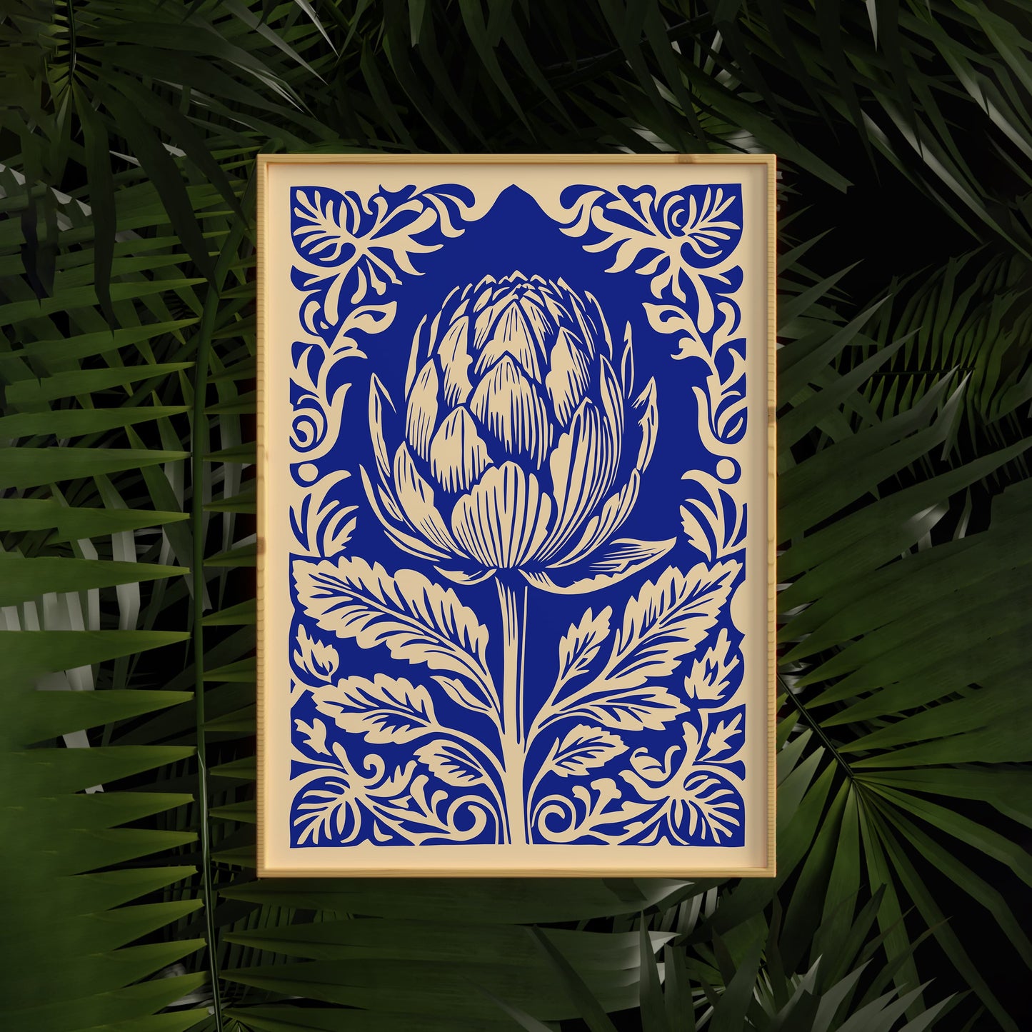Blue Artichoke Poster - Rococo Style Wall Art