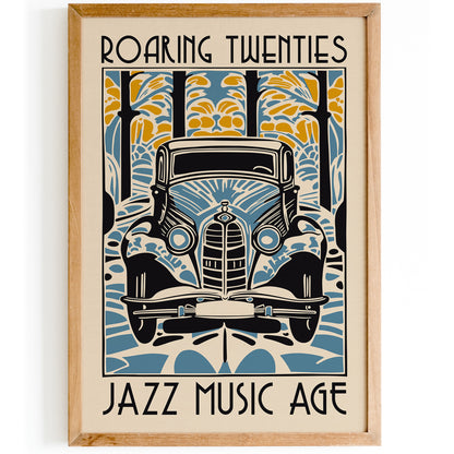 Roaring Twenties Poster - Jazz Music Vintage Car Art