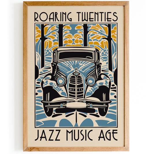 Roaring Twenties Poster - Jazz Music Vintage Car Art