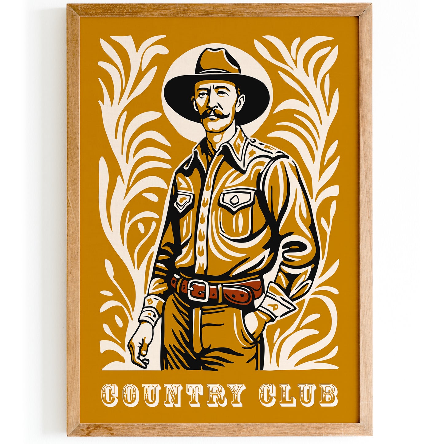 Country Club Poster - Mustard Yellow Cowboy Portrait
