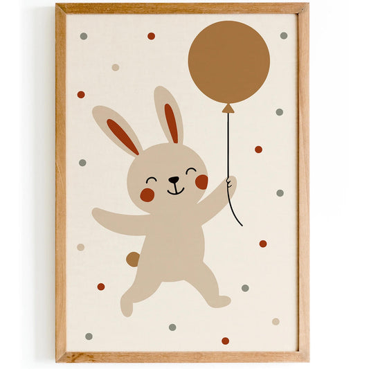 Cute Bunny with Balloon Poster