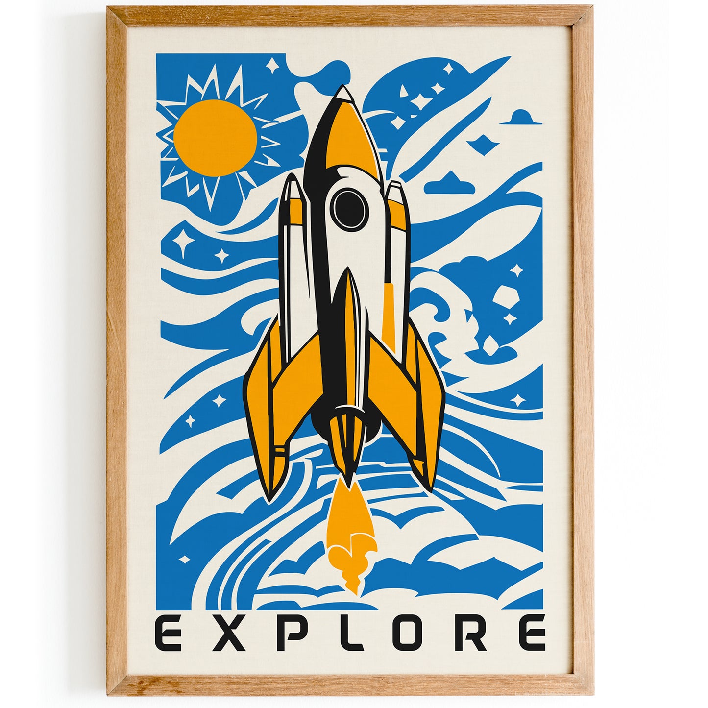 Explore - Space Rocket Blue Poster 2025