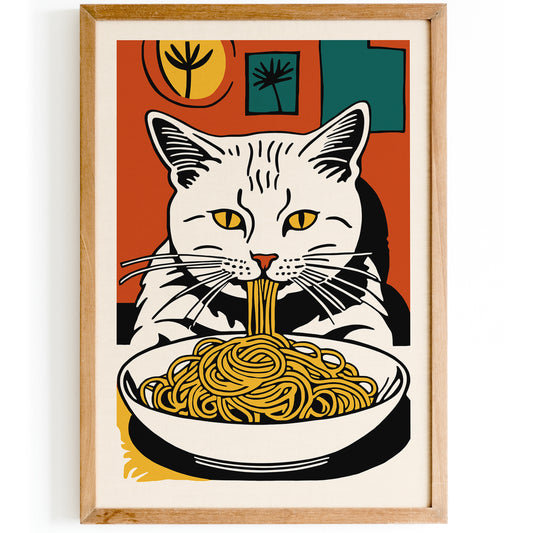 Spaghetti Lover Funny Cat Poster