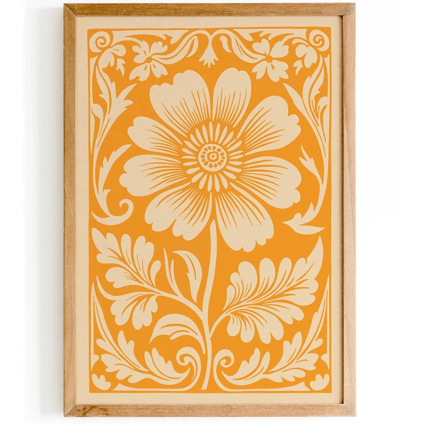 Yellow Rococo Floral Botanical Art Print Poster
