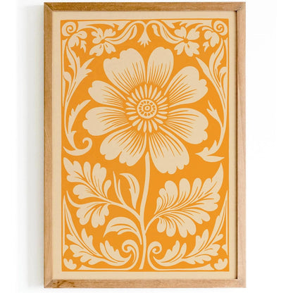 Yellow Rococo Floral Botanical Art Print Poster