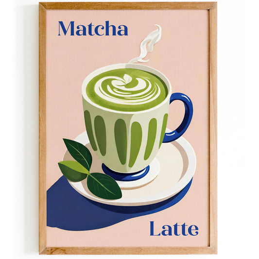 Matcha Latte Drink Kitchen Wall Art