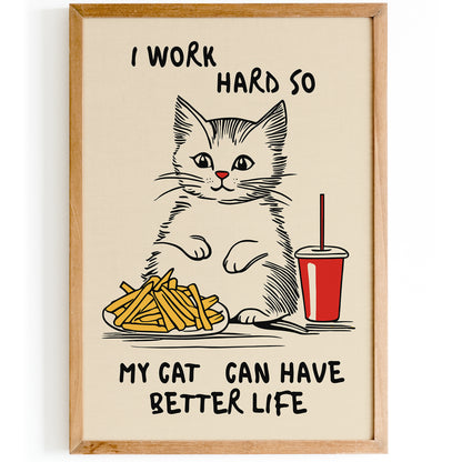 Cat and Fast Food Poster