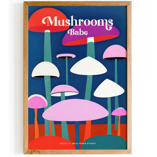 Groovy Mushrooms Colorful Poster