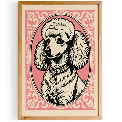 Rococo Style Pink Poodle Dog Poster