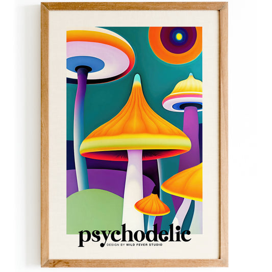 Colorful Psychodelic Mushrooms Wall Art