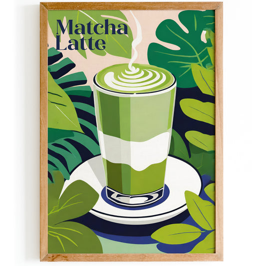 Matcha Latte Drink Green Poster