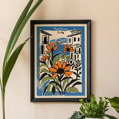 Taormina Sicily Landscape Travel Poster