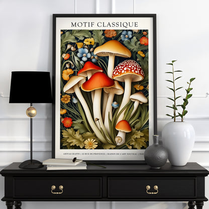 Motif Classique Mushrooms Forest Poster