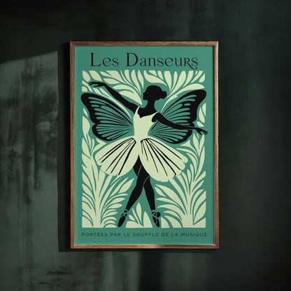 Les Danseurs French Green Ballet Poster