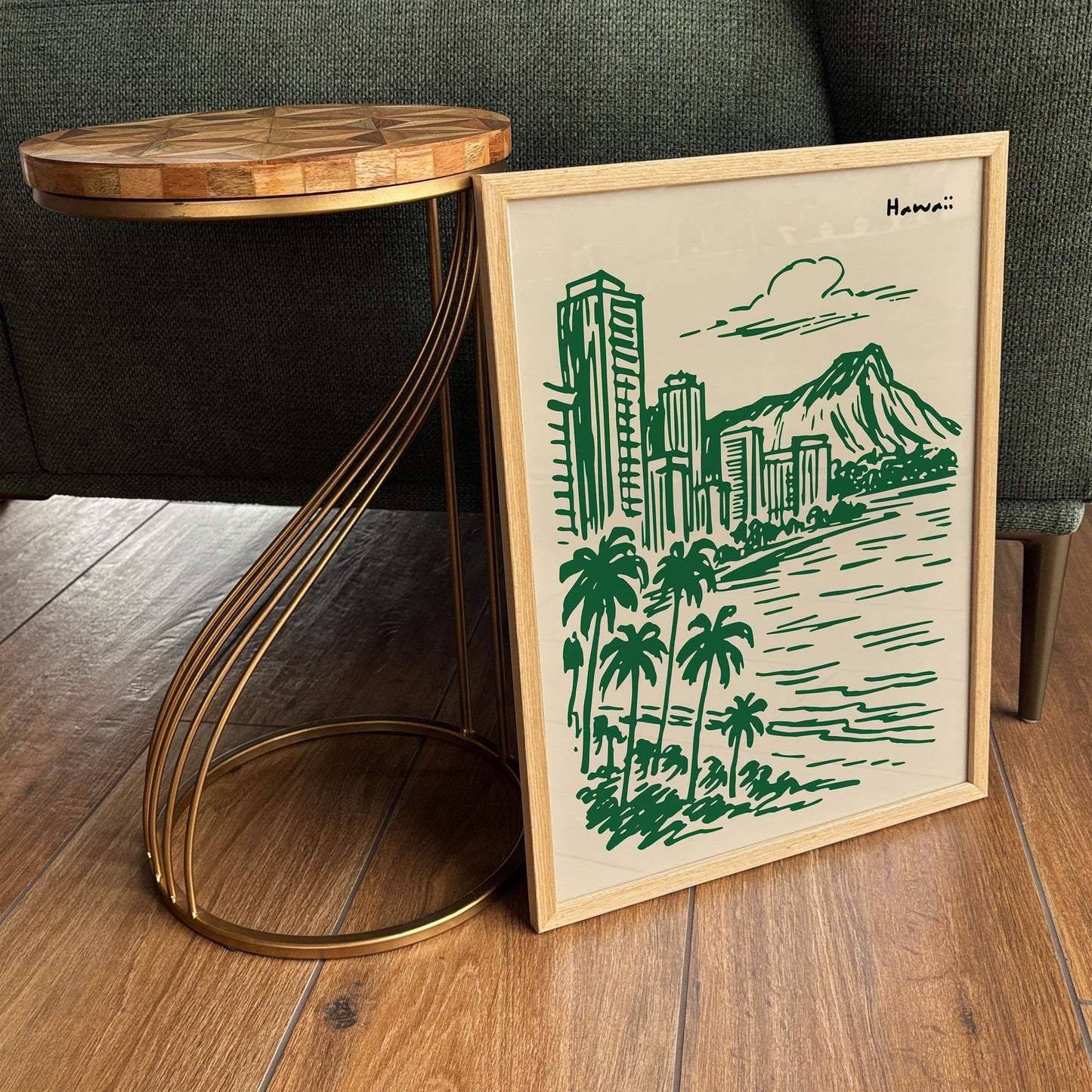 Hawaii Travel Poster - Handdrawn Style Wall Art