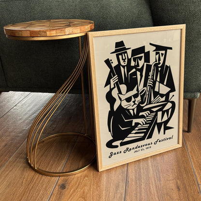 Jazz Randezvous Festival Poster - Funny Cat Musician & His Band Print