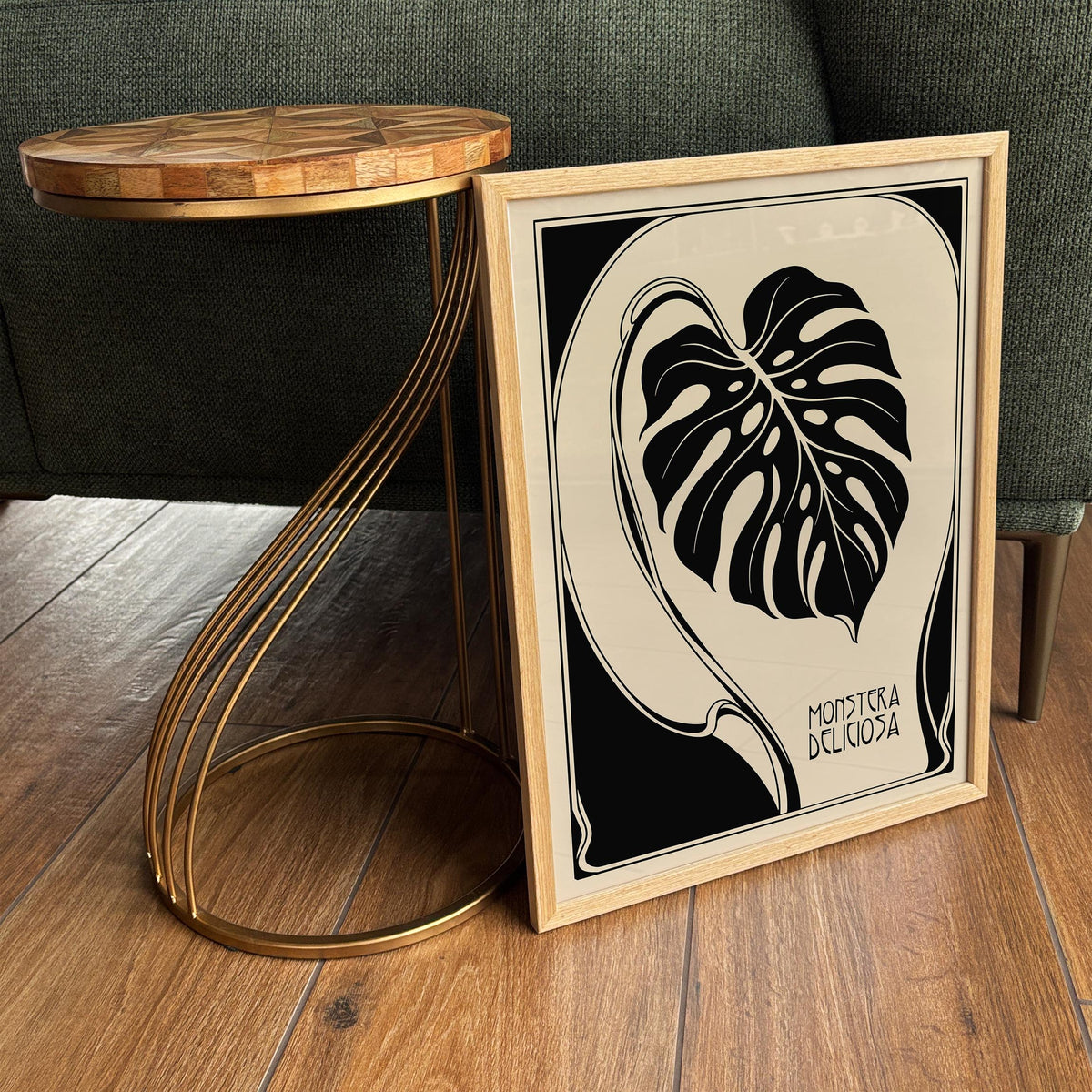Art Deco Monstera Leaf Poster
