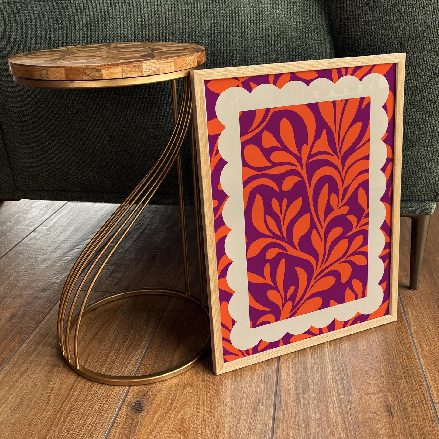 Bold Botanical Leaf Poster - Purple Orange Abstract Wall Art