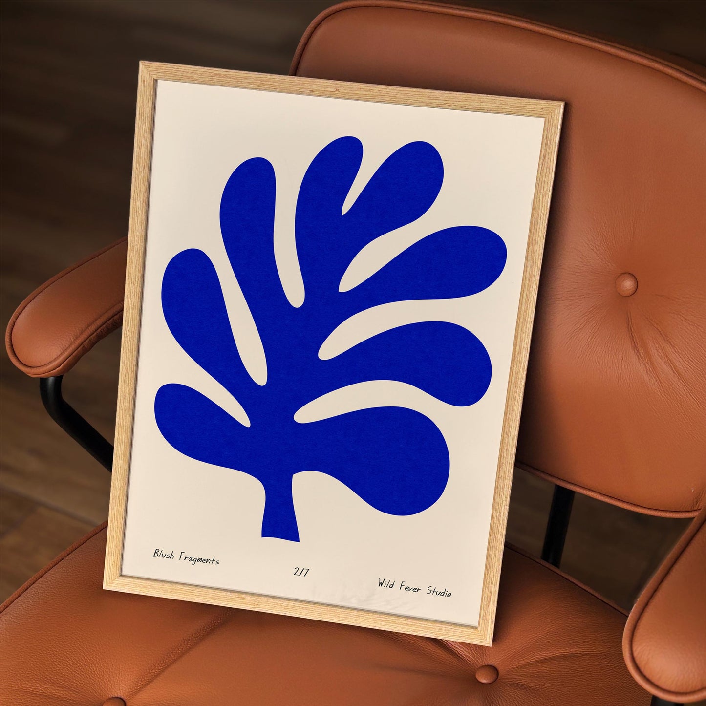 Blue Blush Fragments Poster - Cut Outs Leaf in Matisse Style