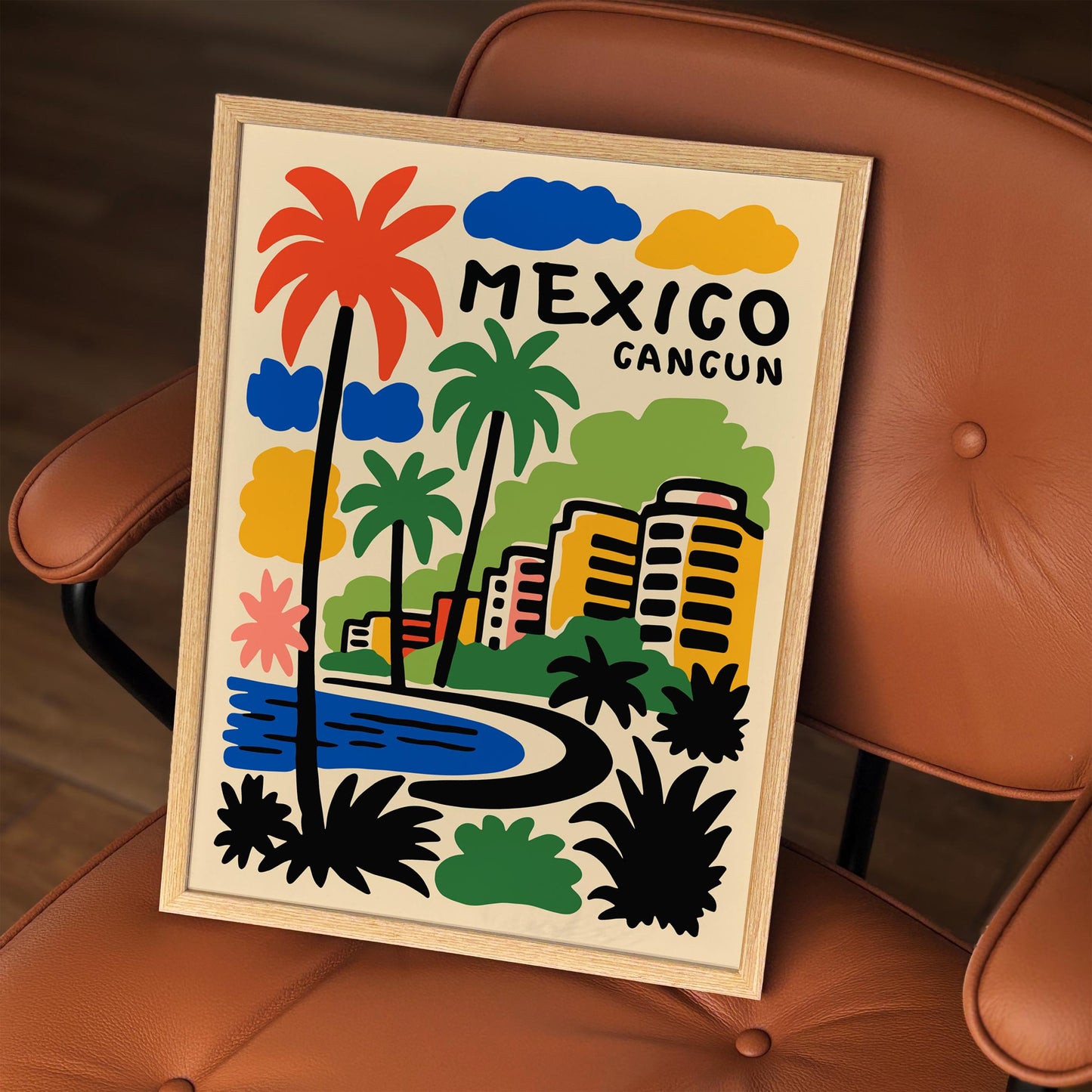 Mexico Cancun Travel Poster - Colorful Mexican Home Decor
